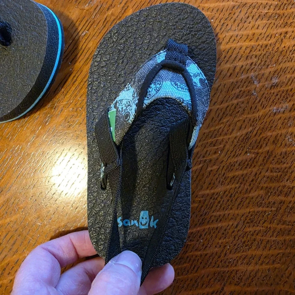 Sanuk Toddler Sandals Blue Flip Flops Thong Strap Size 7/8 New Without Tags Fun